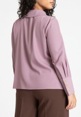 Women's Pointed Collar Button Up Shirt