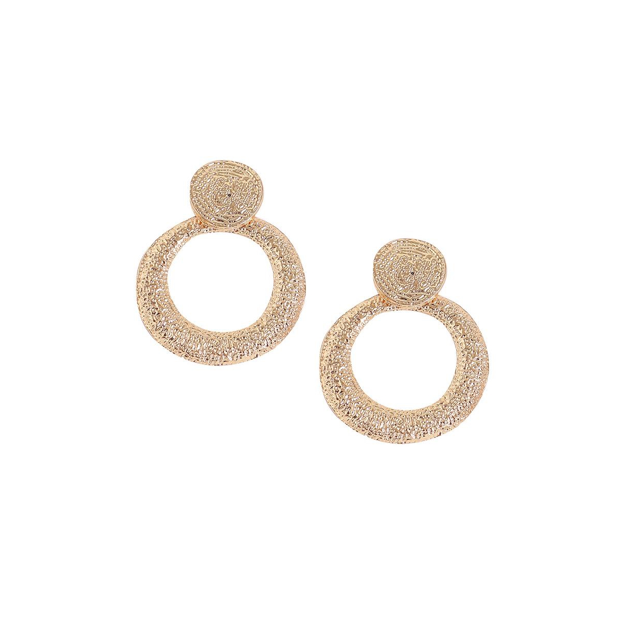 Women's Gold Dented Drop Earrings - Gold