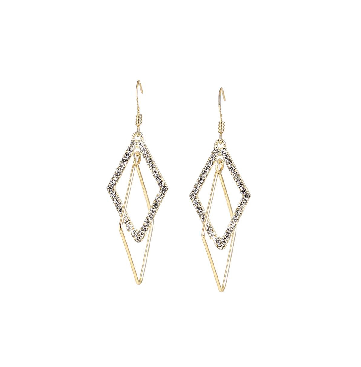Women's Gold Rhombus Drop Earrings - Gold
