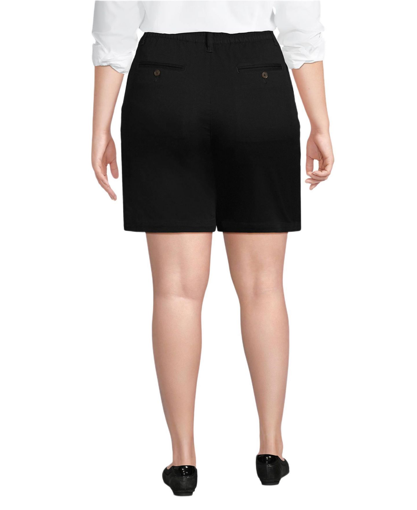 Женские шорты Lands' End Classic 7" Chino, цвет: Чёрный — фото 3