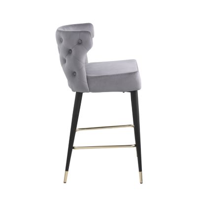 Gray & Gold Velvet Counter Stool