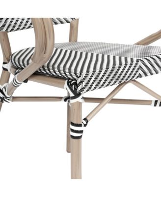 Mael Set Of Two Stacking Thonet Bistro Style Chair With Arms, Textilene Seat, And Bamboo Finished Metal Frame For Indoor/Outdoor Use