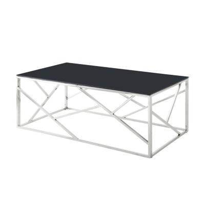 Rectangular Glass Coffee Table with Stainless Steel Frame