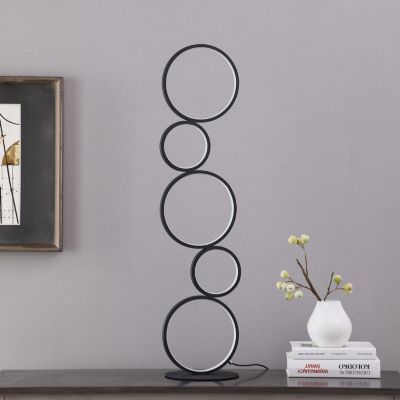 Streamdale 38.5" In Else Nordic 5-Ring Shaped Matte Black LED Metal Table Lamp