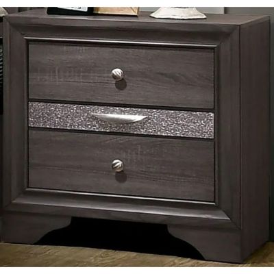 Contemporary Silver Nightstand with Hidden Jewelry Drawer