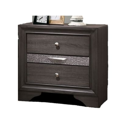 Contemporary Silver Nightstand with Hidden Jewelry Drawer