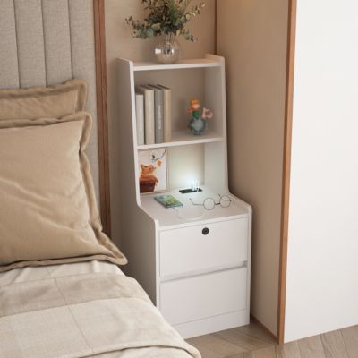 Locking Nightstand with Charging and Storage