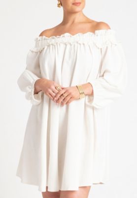 Women's Plus Size Ruffle Neckline Mini Dress