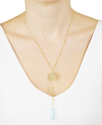 Aqua or Aurora Borealis Quartz Sun Y-Necklace