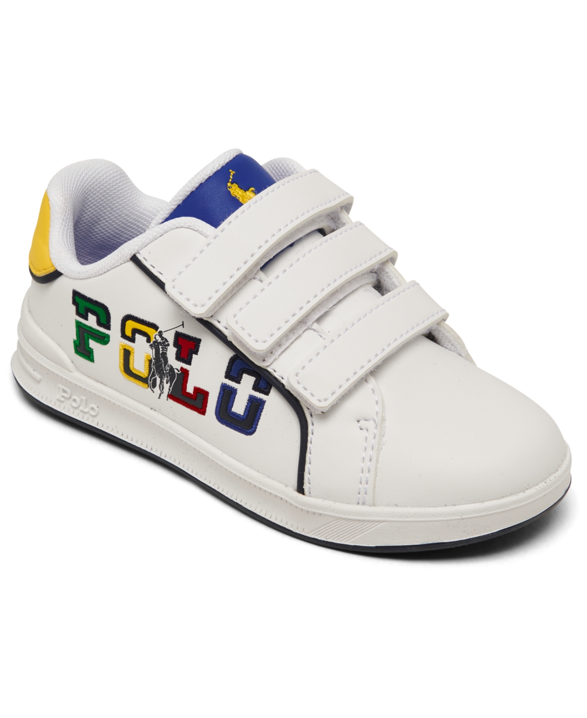 Polo Ralph Lauren Babies' Toddler Kids Heritage Court Iii Fastening Strap Casual Sneakers From Finish Line In White,multi