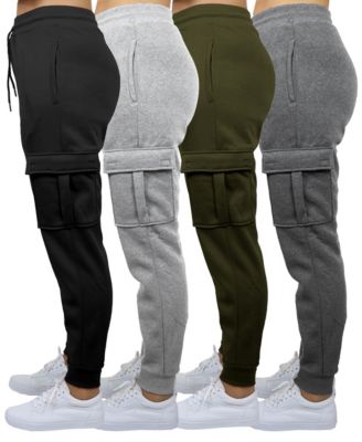 Women's Heavyweight Loose Fit Fleece-Lined Cargo Jogger Pants-4PK