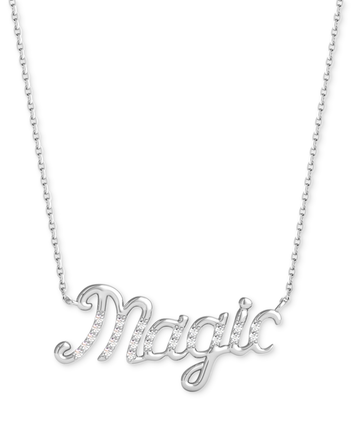 Enchanted Disney Fine Jewelry Diamond Magic Jasmine Pendant Necklace (1/10 ct. t.w.) in Sterling Silver, 16" + 2" extender - Sterling Silver
