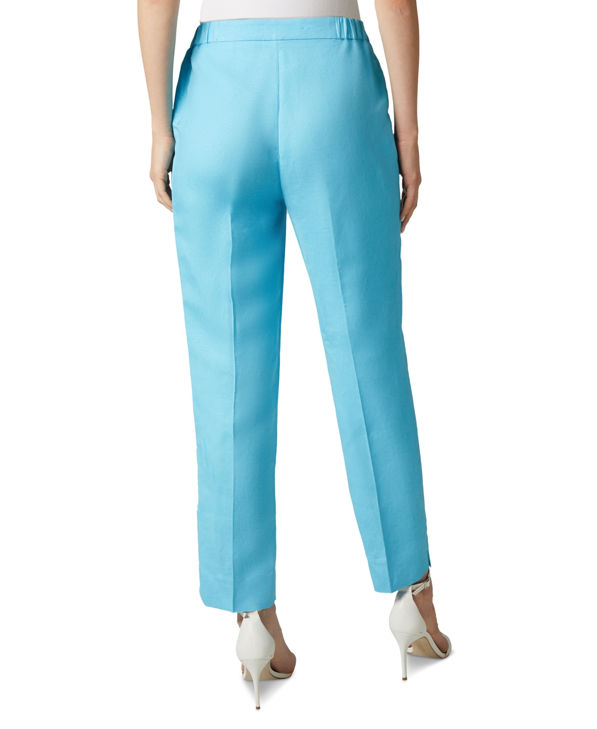 Shop Kasper Petite Linen-blend Mid Rise Straight-leg Zip-front Pants In Butterscotch