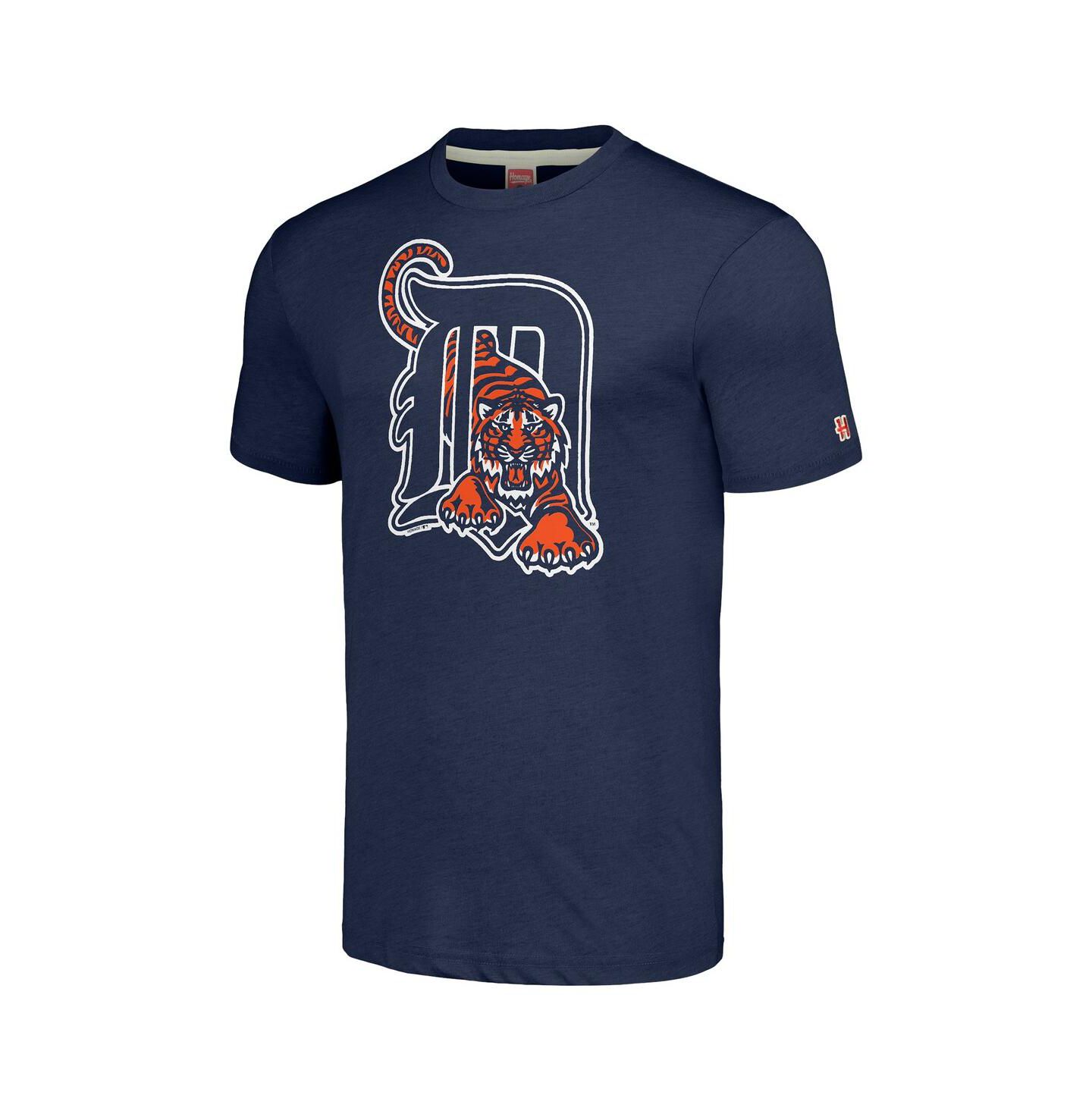Мужская футболка Homage Navy Detroit Tigers Cooperstown Collection Hand-Drawn Logo Tri-Blend — фото 2