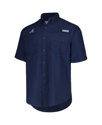 Men's Navy Atlanta Braves Tamiami Omni-Shade Button-Down Shirt