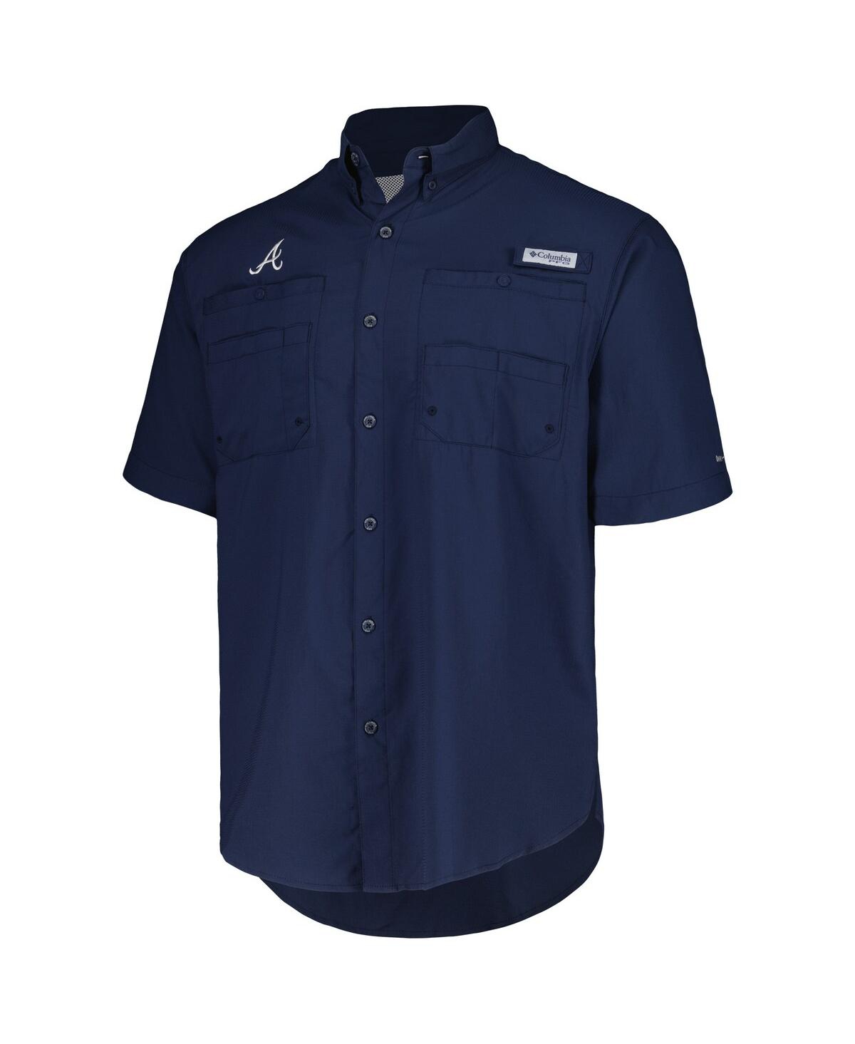 Columbia Men's Navy Atlanta Braves Tamiami Omni-shade Button-down Shirt In Navy