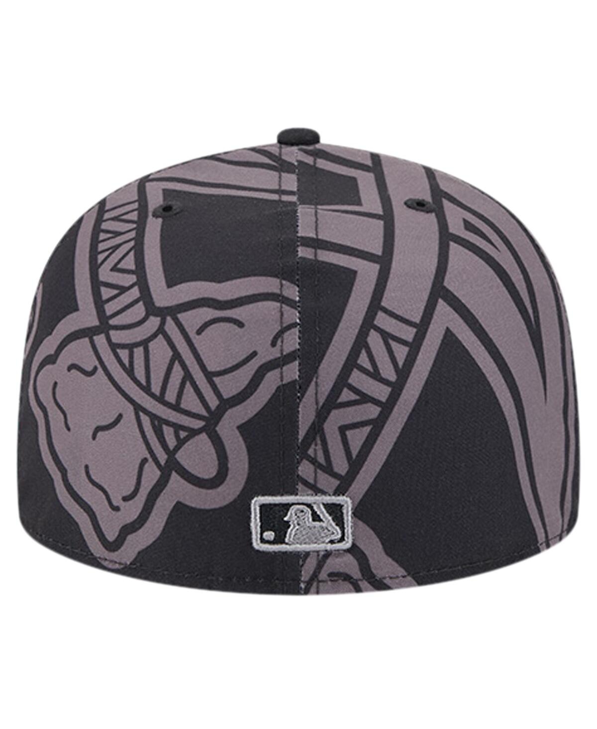 New Era Men'sAtlanta Braves Logo Fracture 59FIFTY Fitted Hat - Black, Graphite