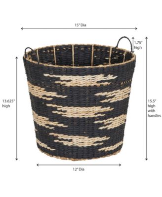 Tapered Woven Basket, Large Decorative Basket with Handles