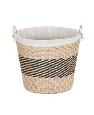 Woven Basket, Decorative Basket with Handles and Cotton Liner