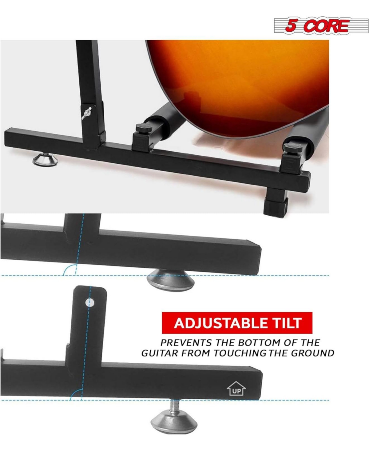 5 Core Guitar Rack Stand • 7 Multi Guitars Holder Storage Stands for Acoustic Electric and Bass Soporte Para Guitarra - GRack 7N1