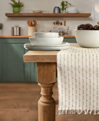 Metallic Textured Fringed Table Runner, 14" x 72"