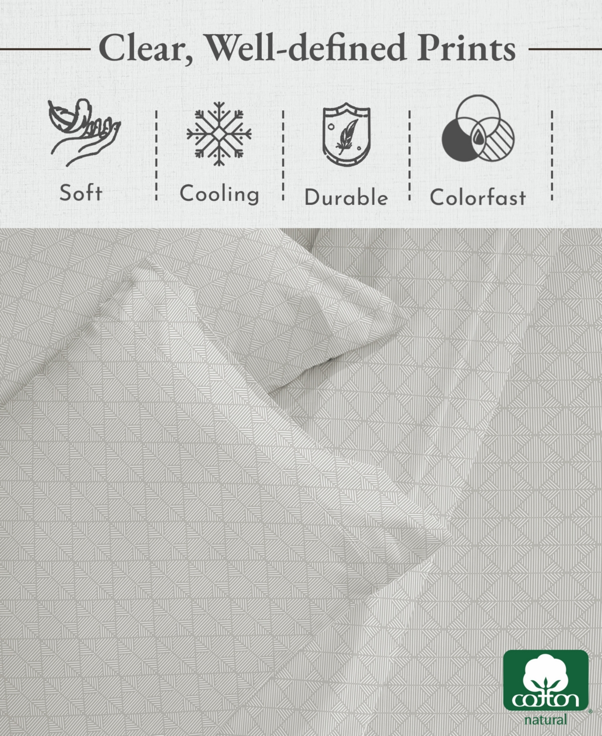 California Design Den 400 Thread Count 100% Cotton Printed Sheet Set - Crosshatch taupish-sage