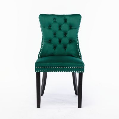 Contemporary Green Velvet Dining Chair Set
