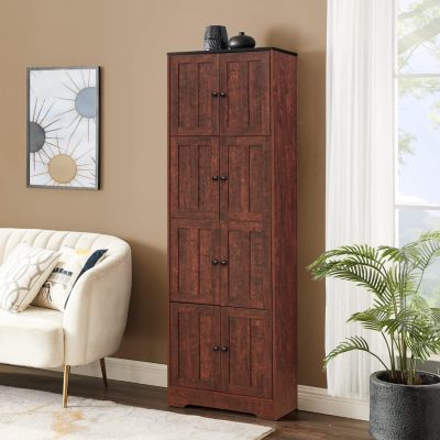 4-Door Walnut Cabinet for Living Room, Kitchen, Office