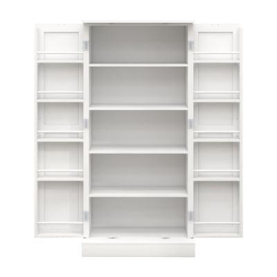 White LED Kitchen Pantry Cabinet with 2 Doors and Shelves
