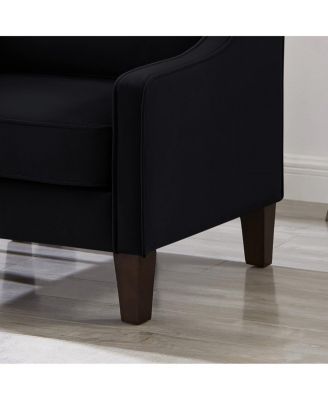 Simplie Fun Black Velvet Accent Chair with Wooden Legs