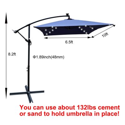 Streamdale Solar Powered LED Patio Umbrella, 8 Ribs, Crank and Cross Base