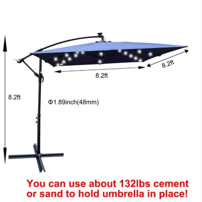Streamdale Solar Powered LED Patio Umbrella with Crank & Base