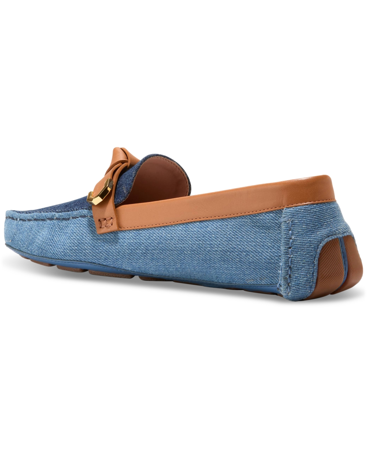Cole Haan Women's Evelyn Bow Driver Loafers - Dark Denim, Pecan Leather