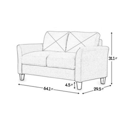 Streamdale Fashionable Living Room Sofa With Double Seats, Black Fabric