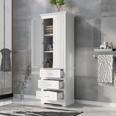 Streamdale Tall Storage Cabinet With Three Drawers For Bathroom/Office