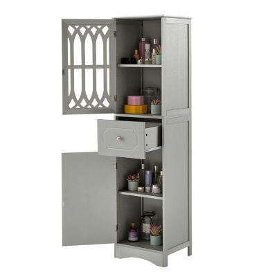 Grey Tall Bathroom Storage Cabinet
