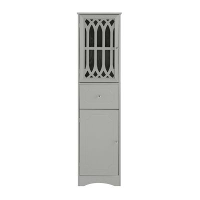 Grey Tall Bathroom Storage Cabinet