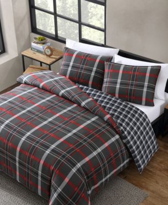 CLOSEOUT! Willow Plaid Microsuede 2 Piece Duvet Cover Set, Twin