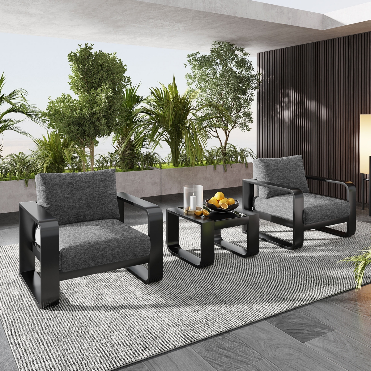 Streamdale Aluminum Frame Patio Set with Thick Cushion & Coffee Table
