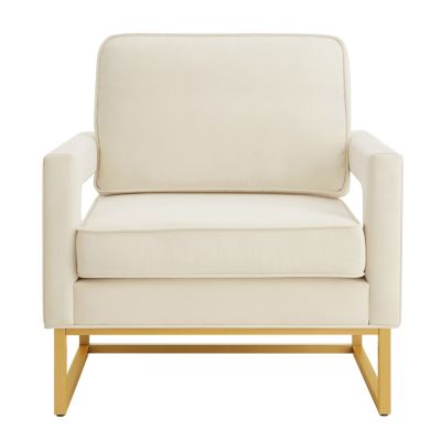 Streamdale Gold Metal Base Velvet Upholstered Accent Chair