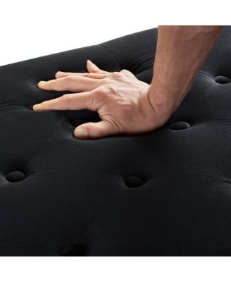 Black Upholstered Storage Bench with Armrest