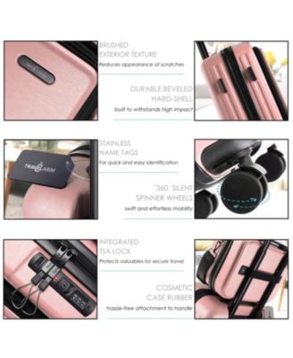 22" Hard Shell Lightweight Carry On Luggage Airline Approved with Smart Organization and Attachable Cosmetic Case