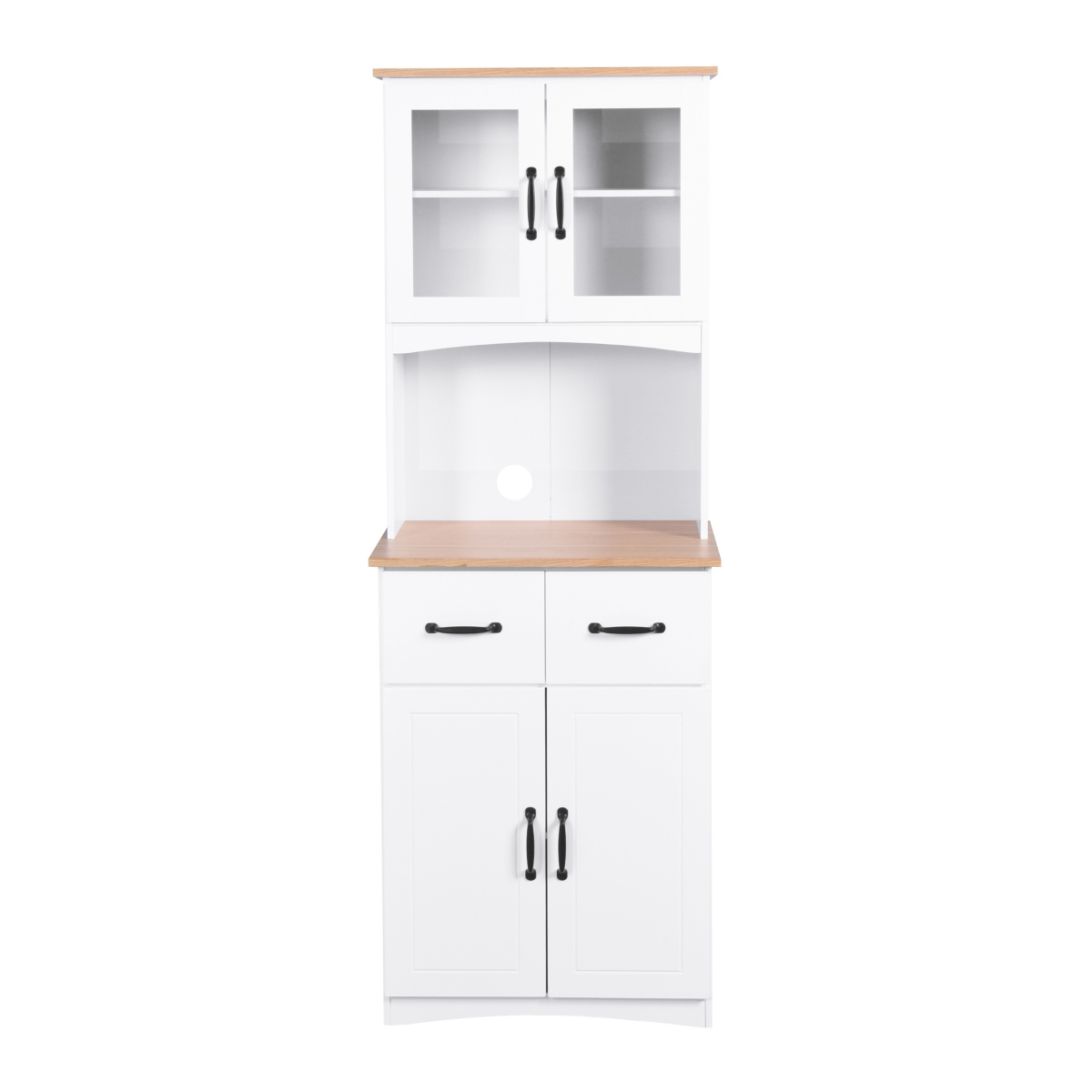Streamdale FurnitureWooden Kitchen Pantry with Glass Door Storage - White