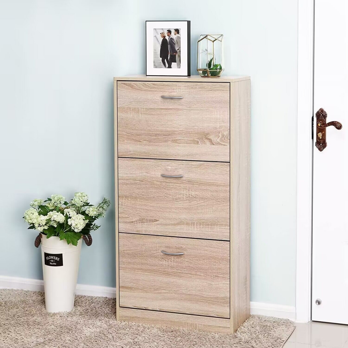 Streamdale Furniture 3-Drawer Shoe Storage Cabinet, 3-TierShoe Rack Storage Organizer For Entryway - Wood