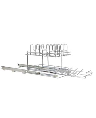 Glidez Multipurpose Chrome-Plated Steel Pull-Out/Slide-Out Basket Storage Organizer for Pots and Lids 2-Tier Dual-Slide Design