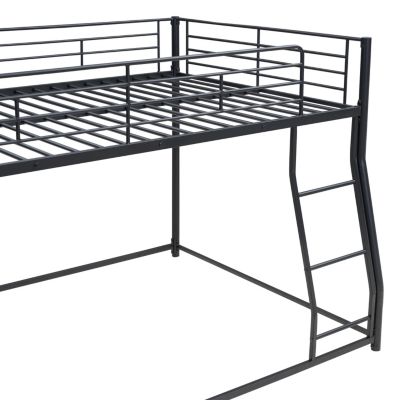 Metal Floor Bunk Bed, Full XL Over Queen
