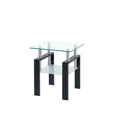  Clear Glass End Table with Storage