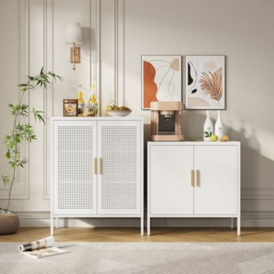 Steel Lockable Storage Cabinet with Adjustable Shelves, White