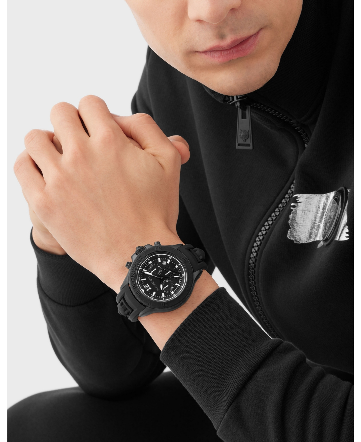Plein Sport Men's Warrior Tech Chronograph Date QuartzSilicone 47.5MM - Black