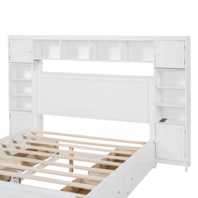 Queen Wood Cabinetry Outlets Bed